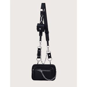 Black crossbody bag with chains
